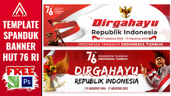 Spanduk Banner HUT 76 RI terbaru gratis file CDR dan PSD