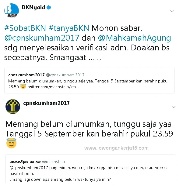 Pengumuman Hasil seleksi Administrasi CPNS 