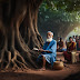 Old man guru in an Indian village - AI Generated 