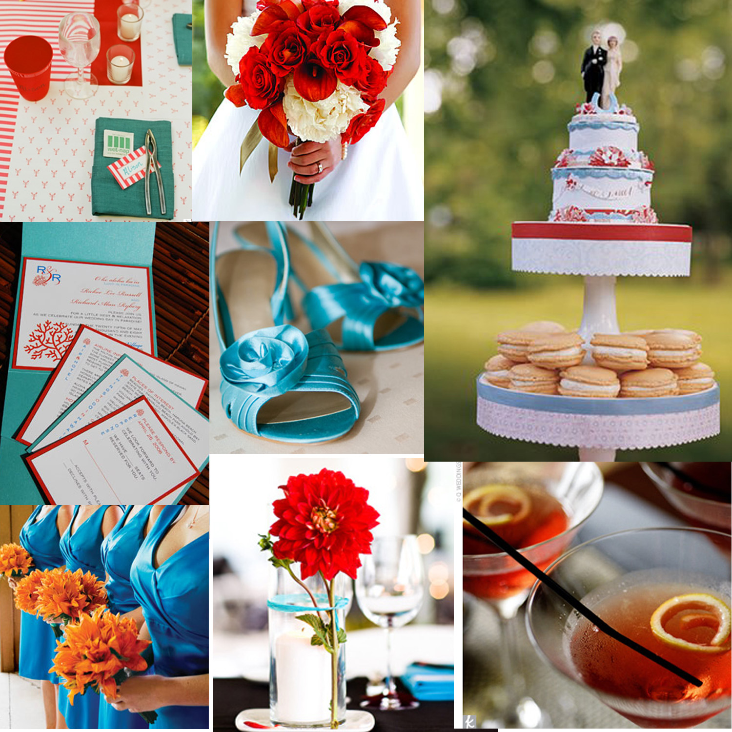 turquoise and red wedding