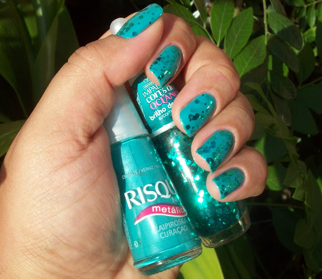 Esmalte Caipiroska Curaçao + Brilho da Sereia