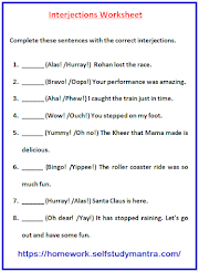 Interjections Worksheets | Interjection Exercises with answers PDF