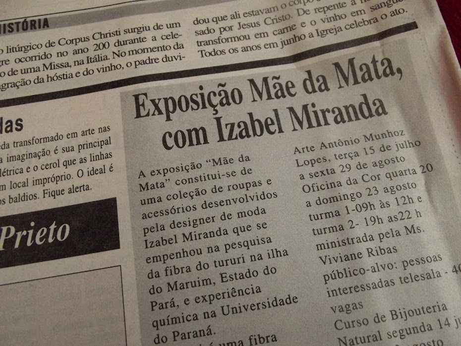 UM ARTIGO SOBRE O DESIGNER DE IZABEL MIRANDA EM 2003