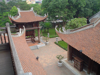 Aerial view of the Temple of Literature in Hanoi (Vietnam). Van Mieu (Văn Miếu)