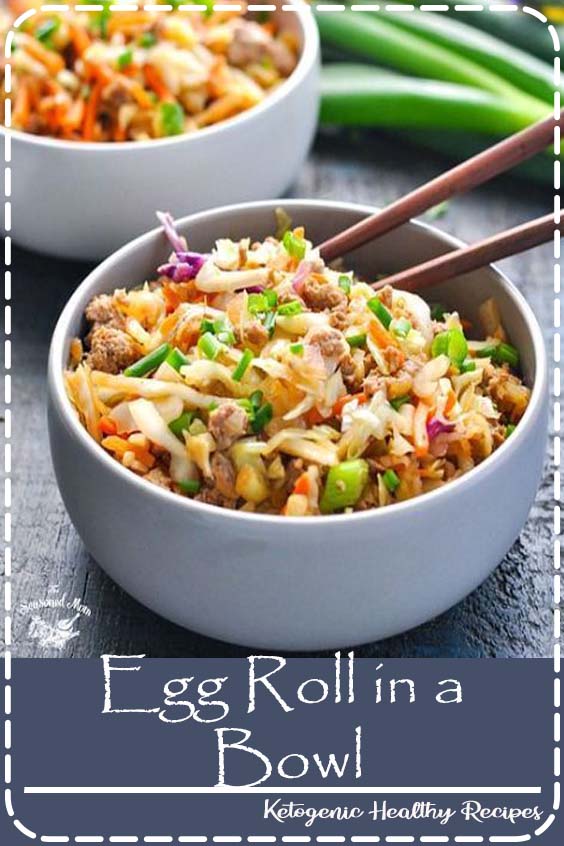 Egg Roll in a Bowl is a healthy one pot meal that's ready in 20 minutes! Ground Beef Recipes | Ground Turkey Recipes | Ground Chicken Recipes | Healthy Dinner Recipes#TheSeasonedMom #chicken #turkey#beef #dinner #lowcarb #healthydinner