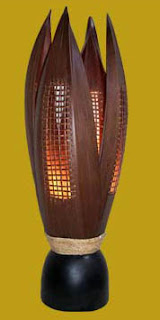 Antique table lamp from the midrib of coconut_001