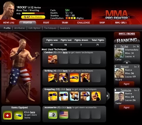 MMA Pro Fighter, juego social de lucha para Facebook