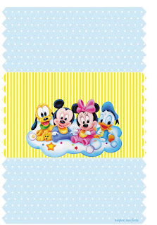 Disney Babies in Light Blue and Yellow,  Free Printable  Labels.