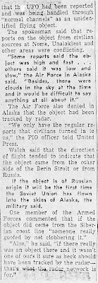 NORAD PROBES FLYING OBJECT - Anchorage Daily News (Part 4) 2-16-1960