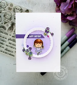 Sunny Studio Stamps: Tiny Dancers Pretty Purple Happy Birthday Ballerina Card by Vanessa Menhorn