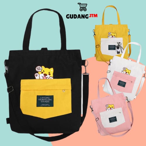 Tas Totebag Kekinian Motif anak anjing