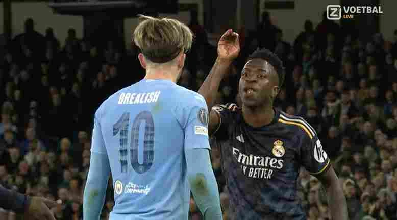 MCI 0-1 RMA: Vinicius Jr tells Man City star Grealish to stop diving