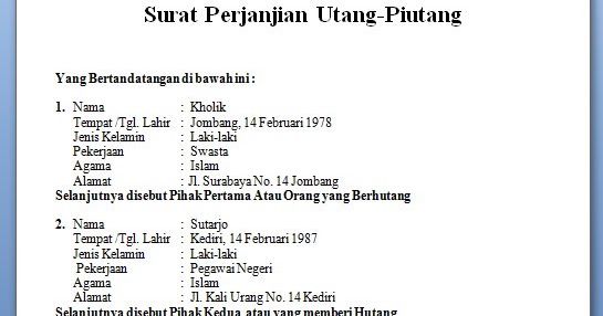 contoh+surat+perjanjian+utang+piutang