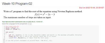 write a C program to find the root of the equation using Newton Raphson method.