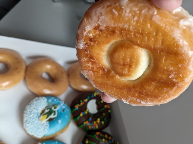 Bottom of Krispy Kreme's Buddy Makes Breakfast Donut.