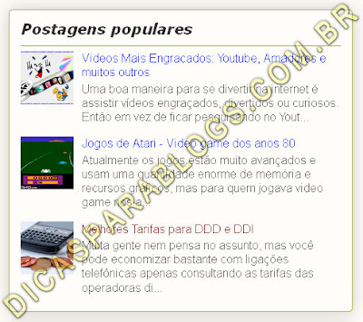 Gadget Postagens Populares