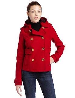 Southpole Juniors Double Breasted Pea Coat with Detachable Hoody