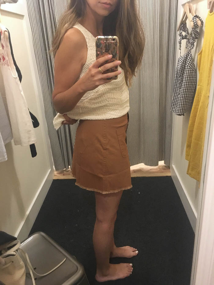 brown frayed skirt