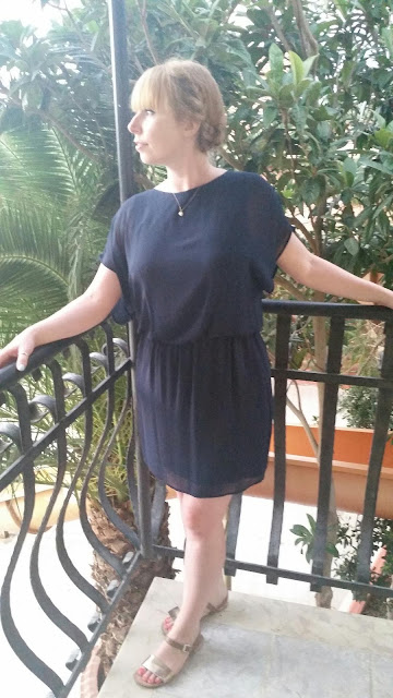 Warehouse strip back dress worn on holiday