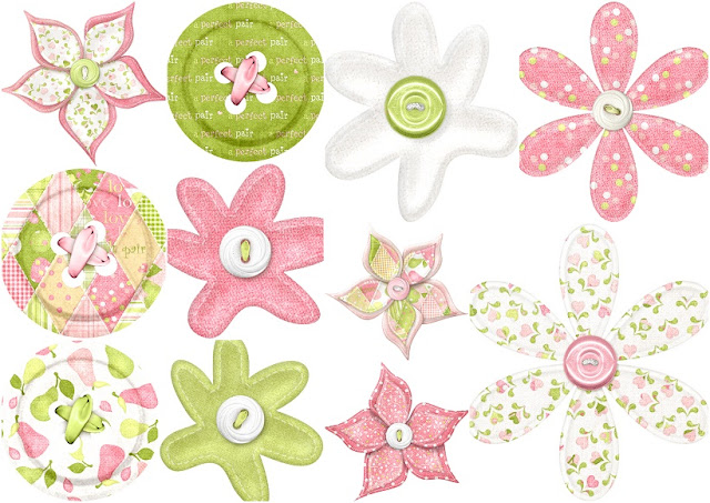 Buttons and Flowers of the Perfect Pair Clipart.
