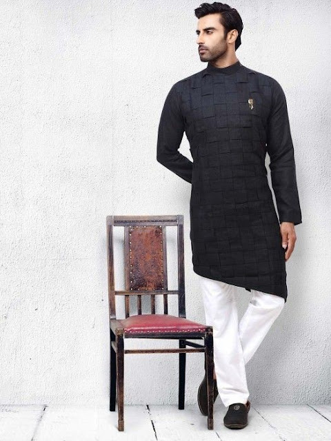 Black Kurta Pajama Design Style for Man's Fashion Images