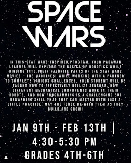 Snapology Space Wars Robotics - registration open now for 4th to 6th graders beginning Jan 2023