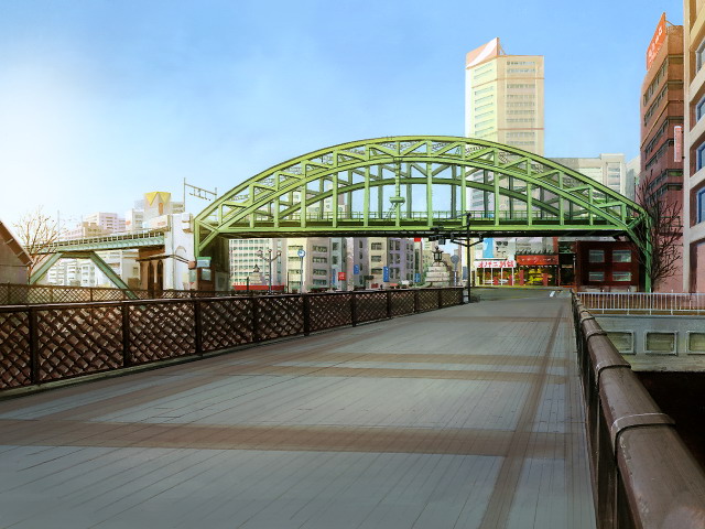 Anime Green Arc Iron Bridge Background (day)