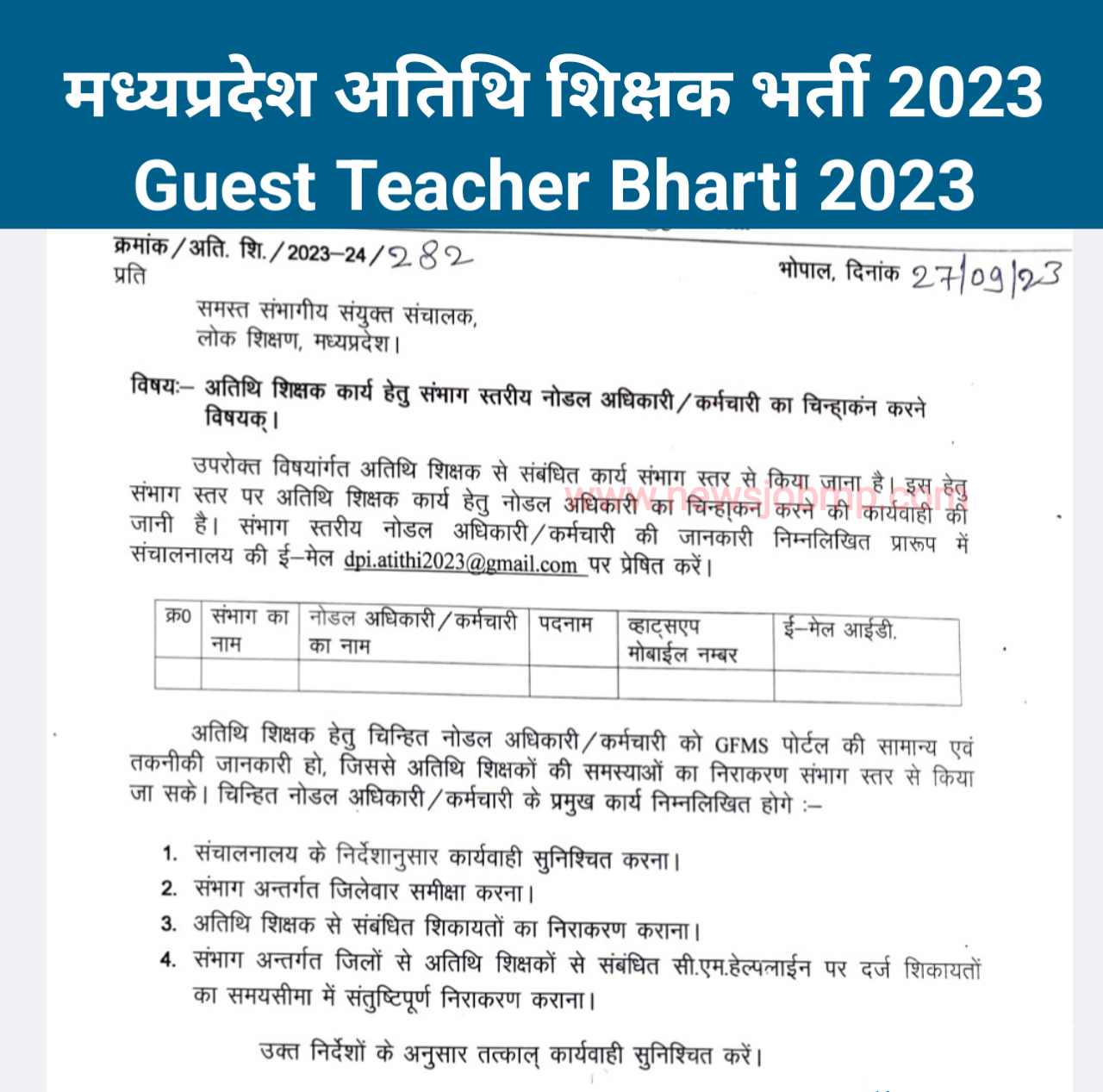 MP Guest Teacher Bharti 2023,MP Atithi Shikshak Bharti 2023,मध्यप्रदेश अतिथि शिक्षक भर्ती 2023