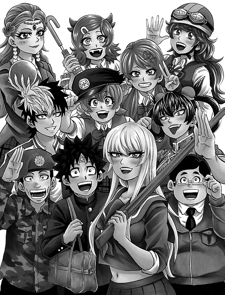Grafika z 26. tomu mangi Rokudou no Onna-tachi i jej bohaterowie