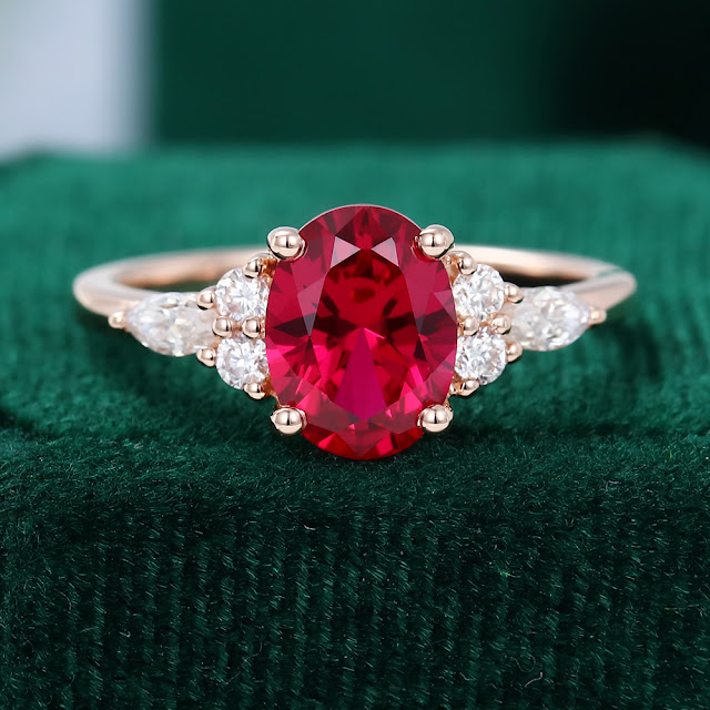 Oval Cut Ruby Engagement Ring Rose Gold