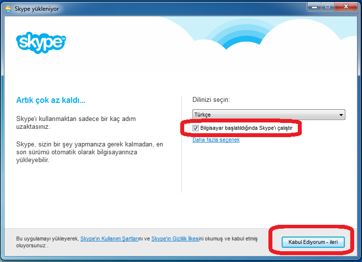 Skype kurulum