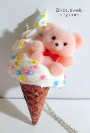 Pink Teddy Bear Ice Cream Necklace !