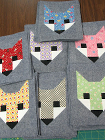 Fancy Fox quilt made with jelly roll and Essex denim