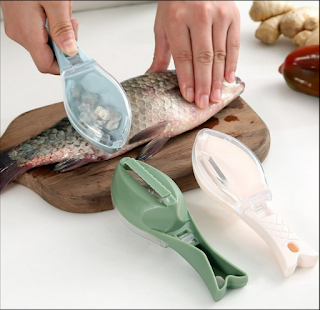 Fish Scales Graters With Cover - scaling fish with two scales grater beside the fish