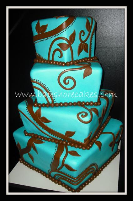 wedding c u p cakes teal and brown