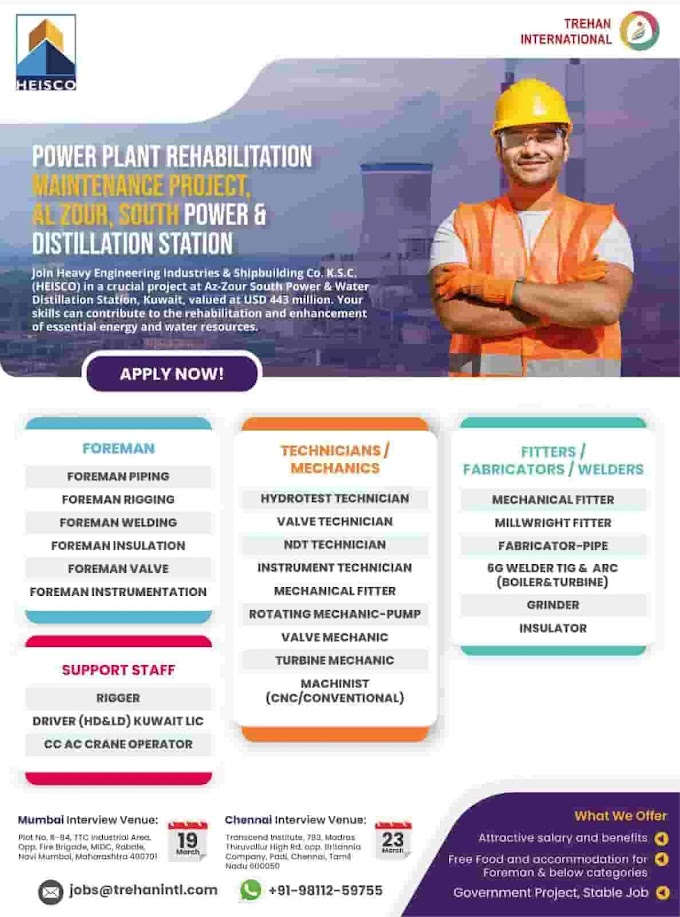 Kuwait Jobs - Opening for HEISCO Maintenance Project