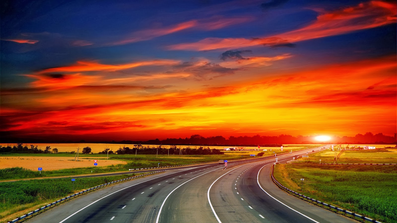 Beautiful Sunset and Highway