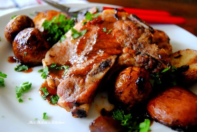 Balsamic Pork Chops with Roasted Vegetables at Miz Helen's Country Cottage