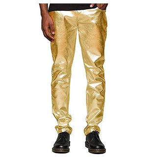 Mens Metallic Shiny Jeans Christmas Party Dance Pants Straight...