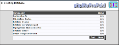 phpmyprepaid - creating database done