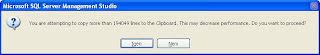 You are attempting to copy more than 194049 lines to the Clipboard. This may decrease performance.
