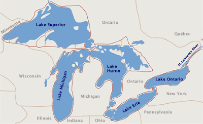 Map of Great Lakes area