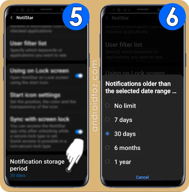 Select Notification Storage Period on NotiStar (3)