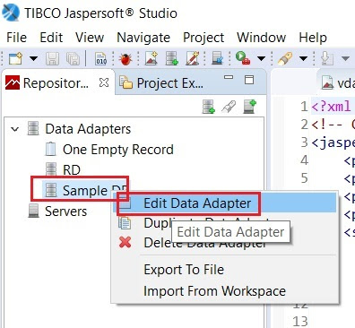 Edit Data Adapter JasperReports