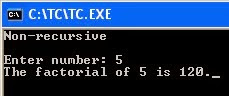 Non-recursive Factorial Output