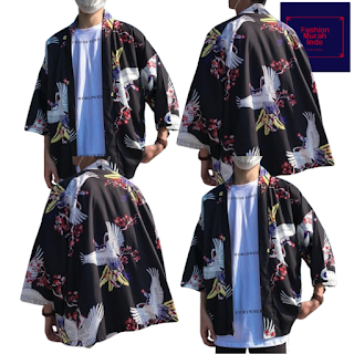 Kimono loose haori pria wanita jepang gaya m l xl 2xl 3xl 4xl 2l 3l 4l