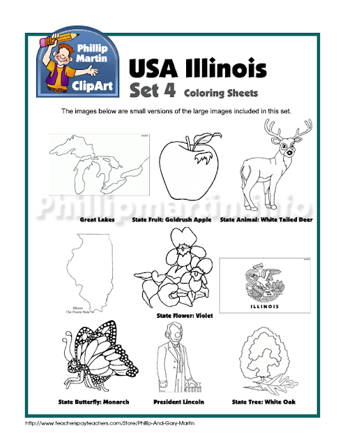 Illinois, Clip Art, Cartoons, coloring sheet, 