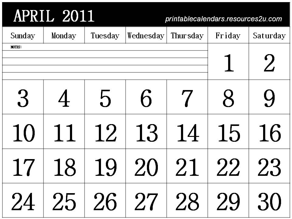 2011 calendar april printable. printable calendar april 2011.