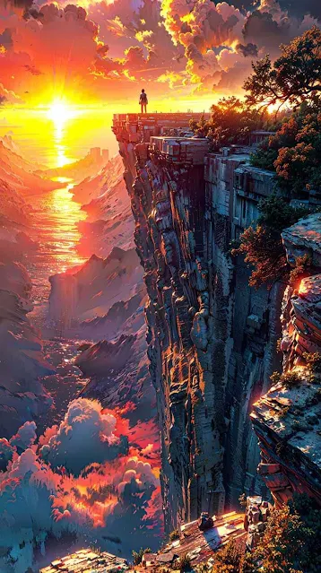 Canyon Sunset Landscape Art Wallpaper for iPhone
