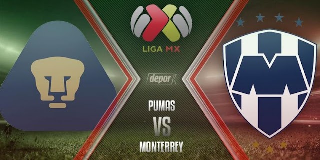 Pumas UNAM vs Monterey. liga MX. En vivo- on line. 22/10/2017